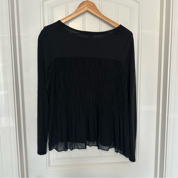 Sundance Long Sleeve Blouse Shirt Black Ruched Ruffle Elegant Goth Size Medium - Picture 4 of 6